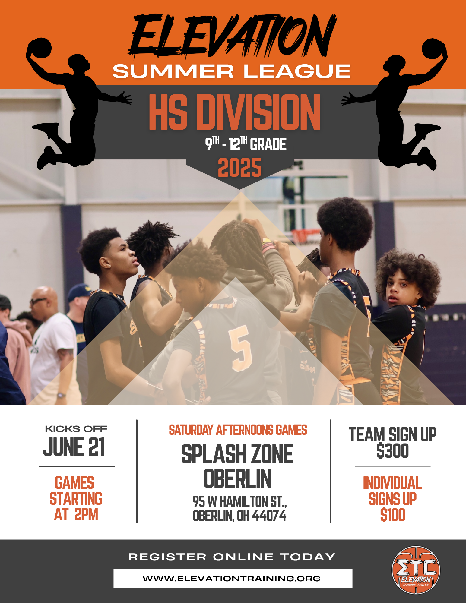 Orange and Red Modern Basketball Pro League Tournament Sport Flyer